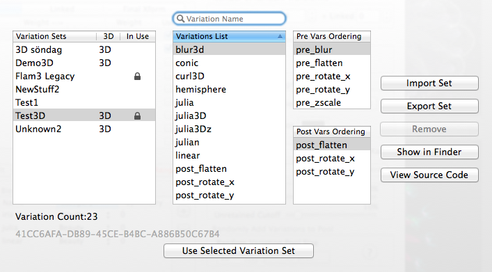 Select Variation Set