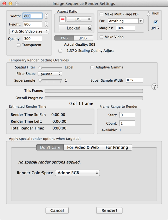 Render Image Batch panel
