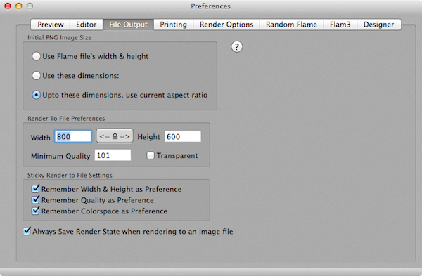 File output Preferences