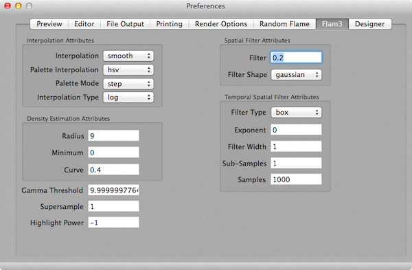 Flam3 Preferences
