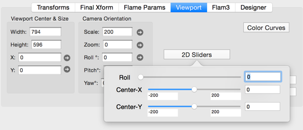 Viewport panel 2D sliders