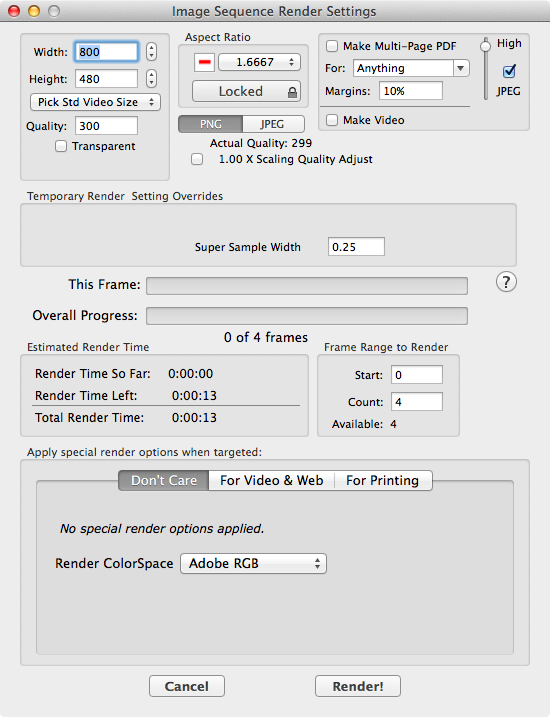 Render Image Batch panel